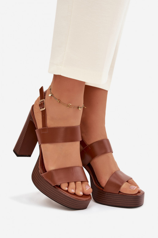 Sandalias de tacón alto para mujer. y plataforma Eko Piel color marrón Hanelia