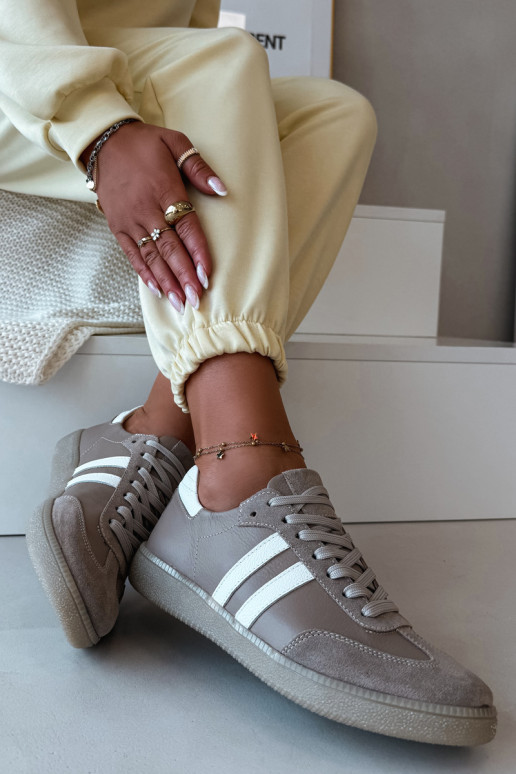 Zazoo N1068 Piel Bajo Zapatillas modelo zapatos. Femenino beige