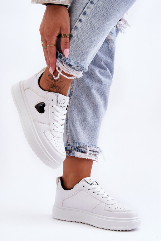 modelo clásico zapatillas Con corazón Blanco-de color negro Amore