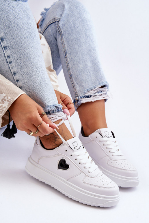 modelo clásico zapatillas Con corazón Blanco-de color negro Amore