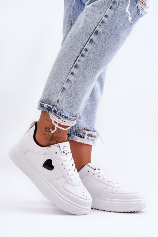 modelo clásico zapatillas Con corazón Blanco-de color negro Amore