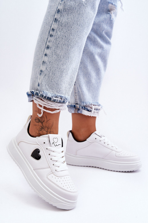 modelo clásico zapatillas Con corazón Blanco-de color negro Amore