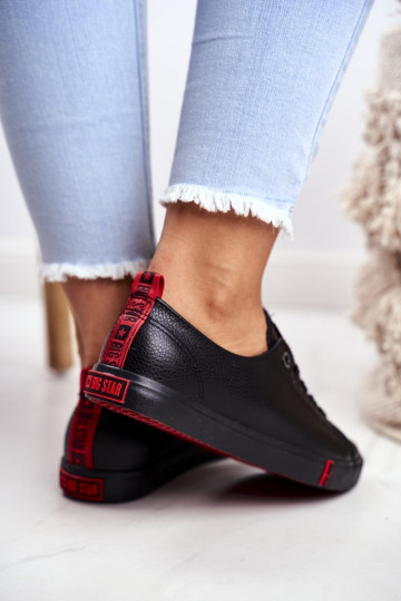 Zapatillas de piel para mujer. Big Star GG274007 de color negro 2