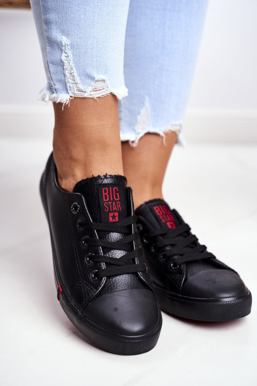 Zapatillas de piel para mujer. Big Star GG274007 de color negro