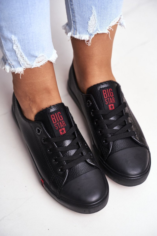 Zapatillas de piel para mujer. Big Star GG274007 de color negro