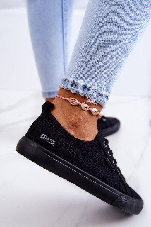 zapatos casuales con elementos calados BIG STAR JJ274064 de color negro