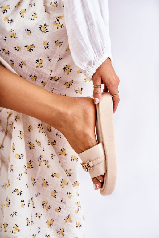 Zapatillas de moda con cadenas beige Megosa