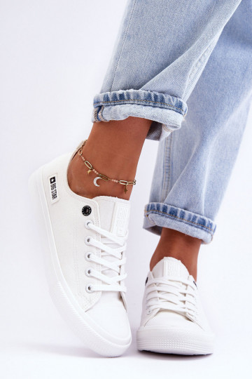 Zapatos de mujer bajos de tela Big Star KK274008 color blanco