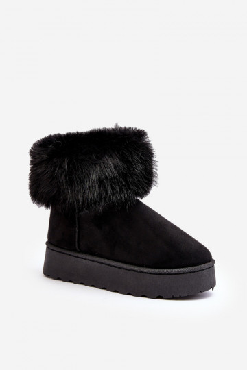 Femenino Botas de nieve con una plataforma con un abrigo de piel de color negro Tiene quency
