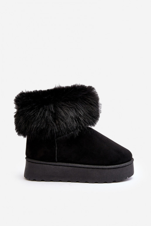 Femenino Botas de nieve con una plataforma con un abrigo de piel de color negro Tiene quency
