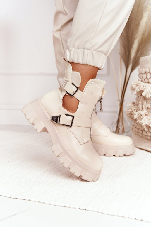 Femenino botines de trabajo con una plataforma beige Cosmic Love