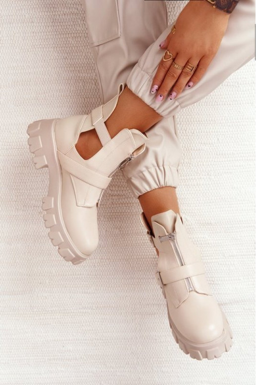 Femenino botines de trabajo con una plataforma beige Cosmic Love