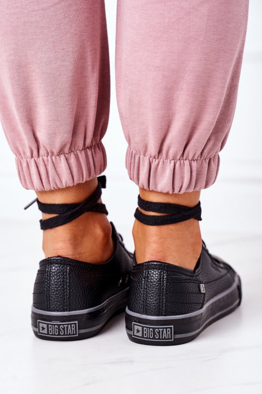 Zapatillas de piel para mujer. BIG STAR II274002 de color negro