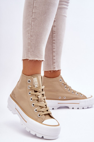 Alto  zapatos casuales con una plataforma Big Star LL274160 beige