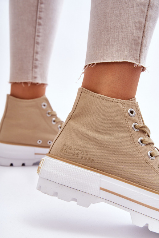 Alto  zapatos casuales con una plataforma Big Star LL274160 beige