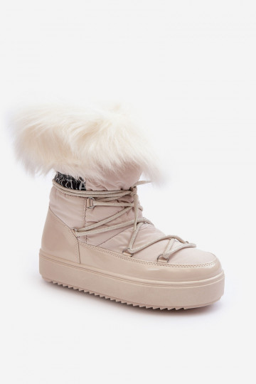Femenino Botas de nieve con cordones color marfil Santero 2
