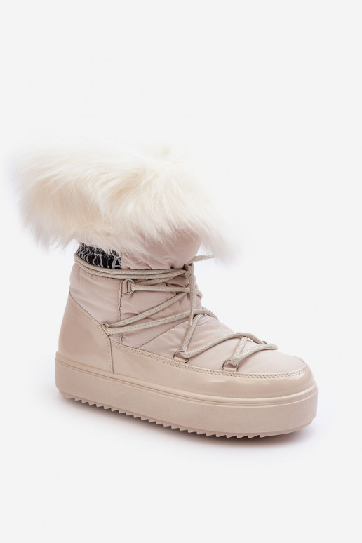 Femenino Botas de nieve con cordones color marfil Santero