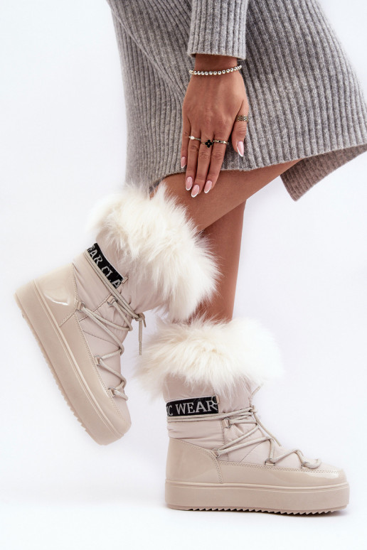 Femenino Botas de nieve con cordones color marfil Santero