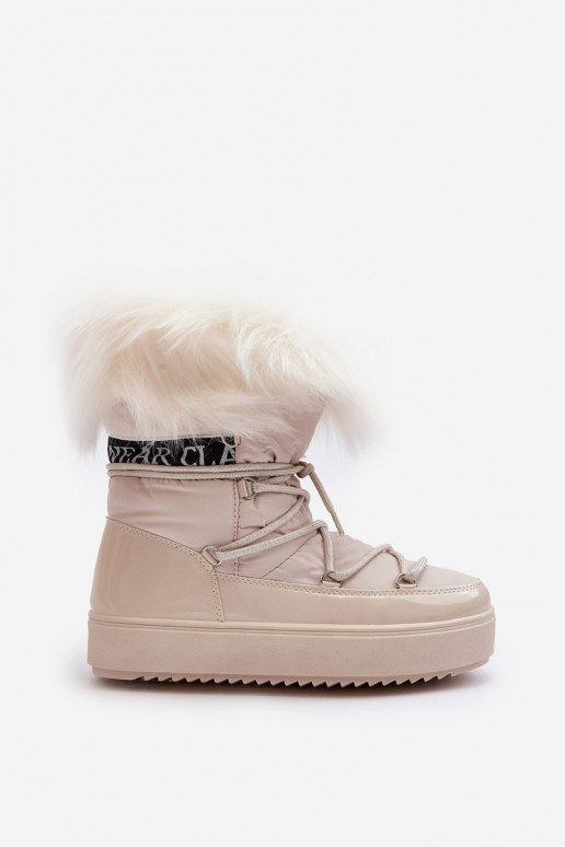 Femenino Botas de nieve con cordones color marfil Santero