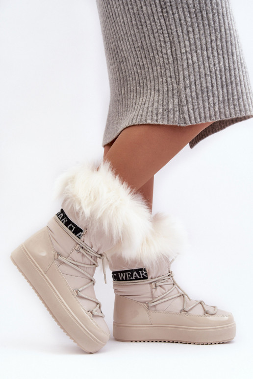 Femenino Botas de nieve con cordones color marfil Santero