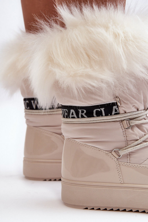 Femenino Botas de nieve con cordones color marfil Santero