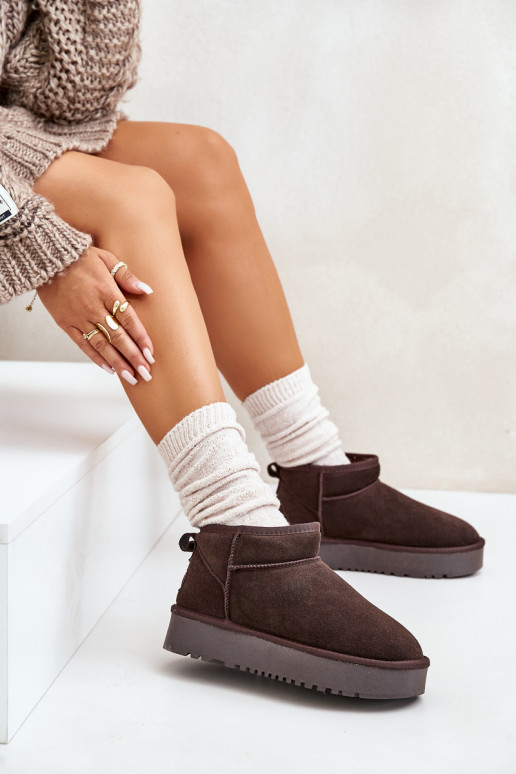 Piel de gamuza Botas de nieve con una plataforma color marrón Nereviana