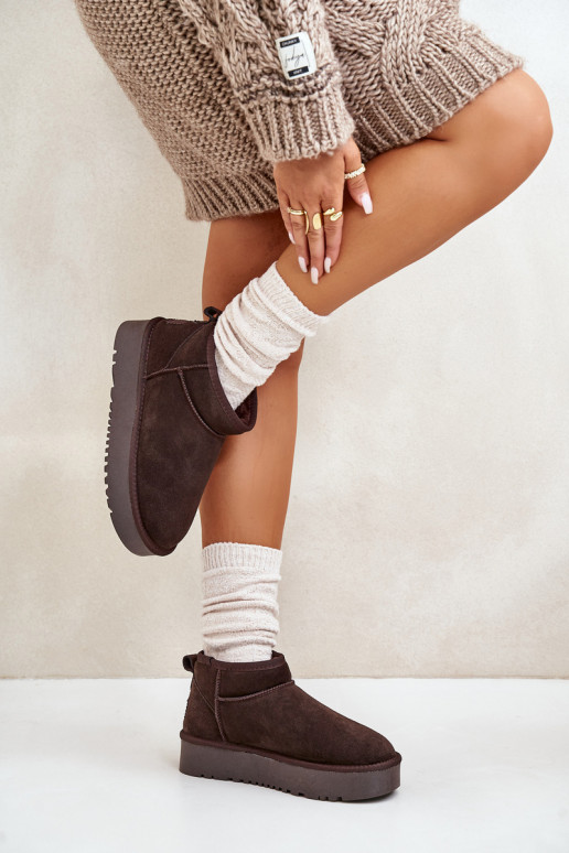 Piel de gamuza Botas de nieve con una plataforma color marrón Nereviana