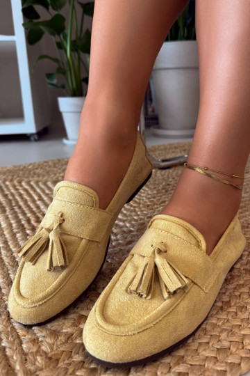 Mocasines de mujer con borlas color amarillo 2
