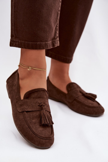 Mocasines de mujer con borlas color chocolate