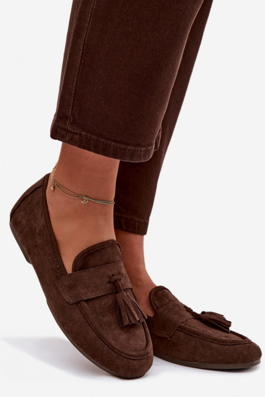 Mocasines de mujer con borlas color chocolate