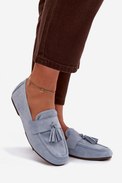 Mocasines de mujer con borlas color azul