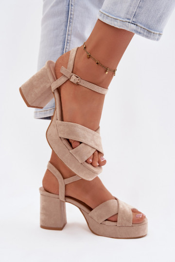 Sandalias de tacón alto para mujer. beige Janelia