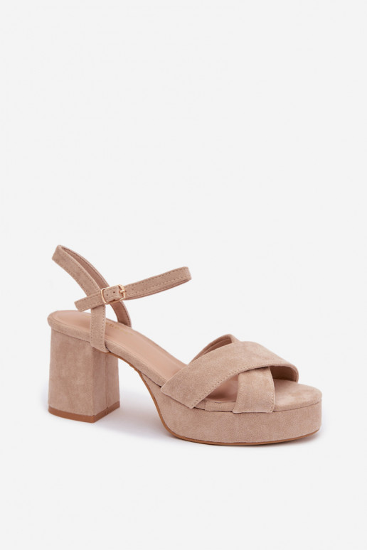 Sandalias de tacón alto para mujer. beige Janelia