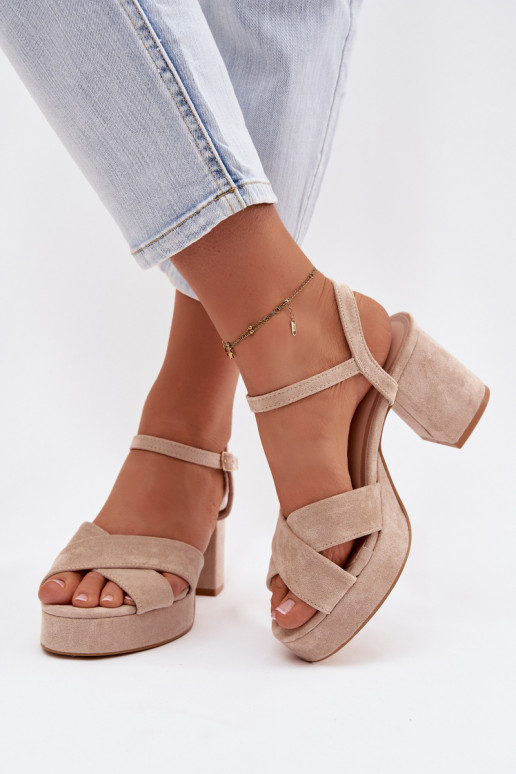 Sandalias de tacón alto para mujer. beige Janelia