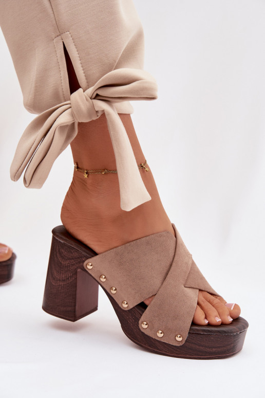 zapatillas de mujer con tacones Ze color doradomi Studs beige Nerelle