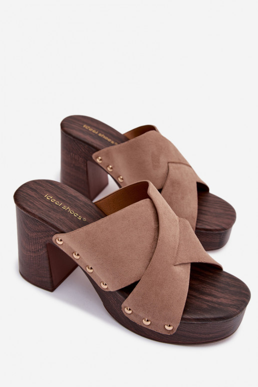 zapatillas de mujer con tacones Ze color doradomi Studs beige Nerelle