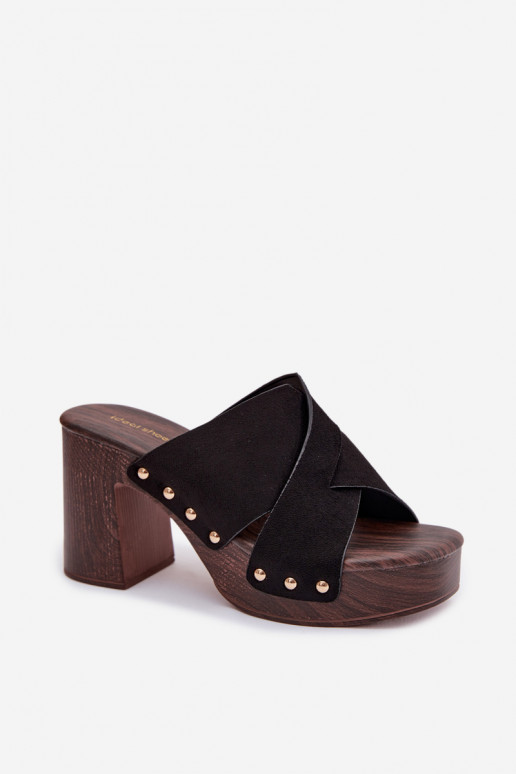 zapatillas de mujer con tacones Ze color doradomi Studs de color negro Nerelle