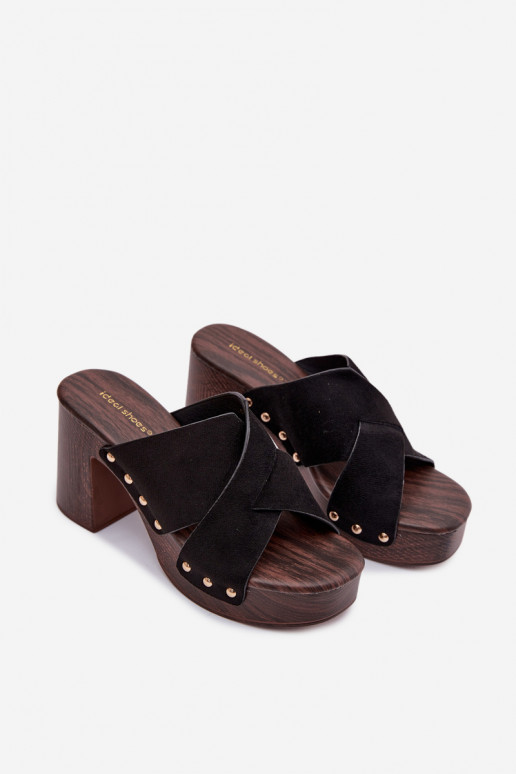 zapatillas de mujer con tacones Ze color doradomi Studs de color negro Nerelle