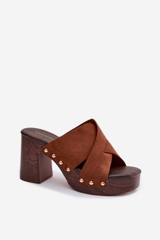 zapatillas de mujer con tacones Ze color doradomi Studs color marrón Nerelle