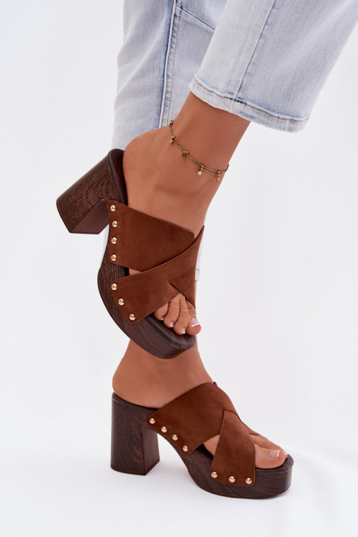 zapatillas de mujer con tacones Ze color doradomi Studs color marrón Nerelle