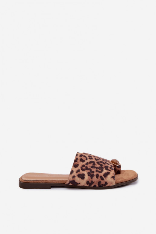 Zapatillas apartamento de mujeres Con decoraciones Detalem de gamuza ecológicaoAe con estampados de piel de leopardo Selavine