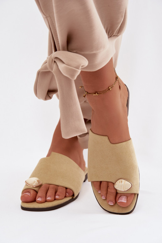 Zapatillas apartamento de mujeres Con decoraciones Detalem de gamuza ecológicaoAe color amarillo Selavine