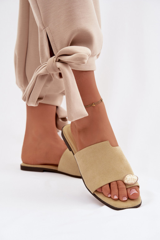 Zapatillas apartamento de mujeres Con decoraciones Detalem de gamuza ecológicaoAe color amarillo Selavine