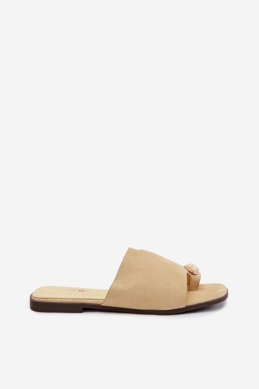 Zapatillas apartamento de mujeres Con decoraciones Detalem de gamuza ecológicaoAe color amarillo Selavine