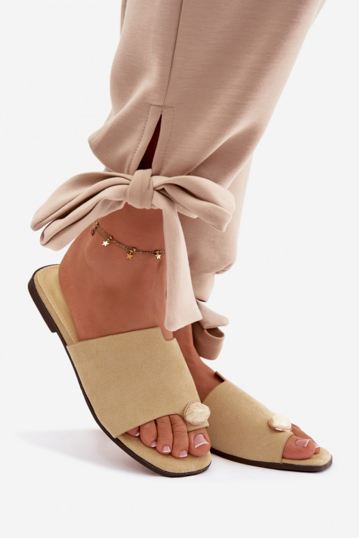 Zapatillas apartamento de mujeres Con decoraciones Detalem de gamuza ecológicaoAe color amarillo Selavine