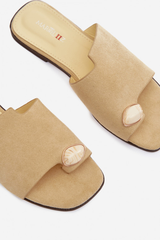 Zapatillas apartamento de mujeres Con decoraciones Detalem de gamuza ecológicaoAe color amarillo Selavine