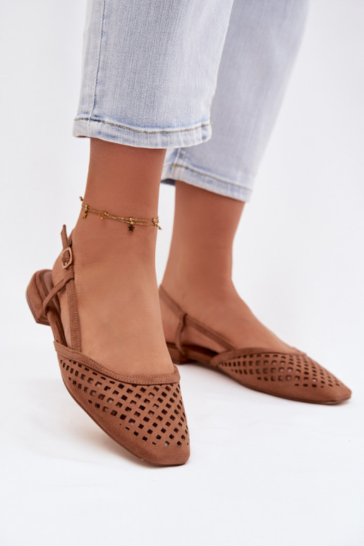 Bailarinas caladasde gamuza ecológicau color marrón Farivelle