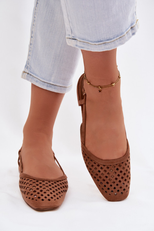 Bailarinas caladasde gamuza ecológicau color marrón Farivelle