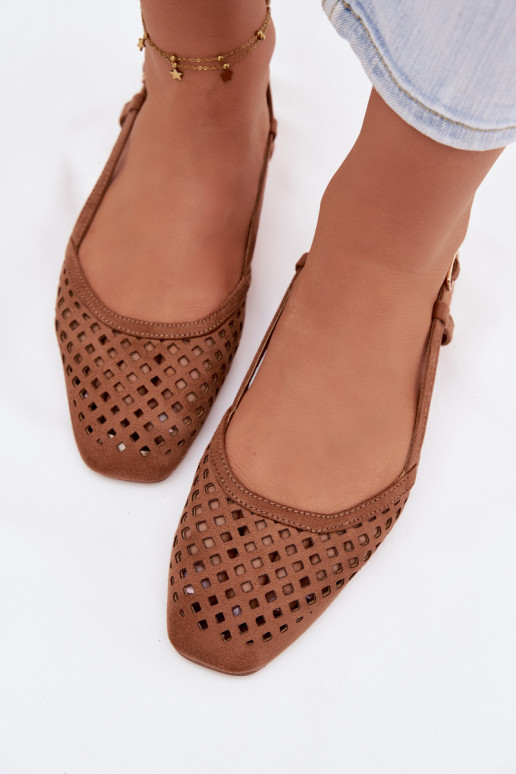 Bailarinas caladasde gamuza ecológicau color marrón Farivelle