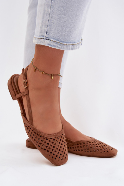 Bailarinas caladasde gamuza ecológicau color marrón Farivelle